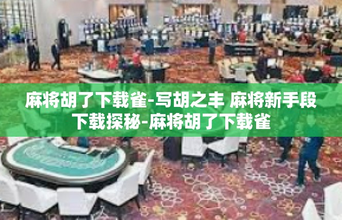麻将胡了下载雀-写胡之丰 麻将新手段下载探秘-麻将胡了下载雀